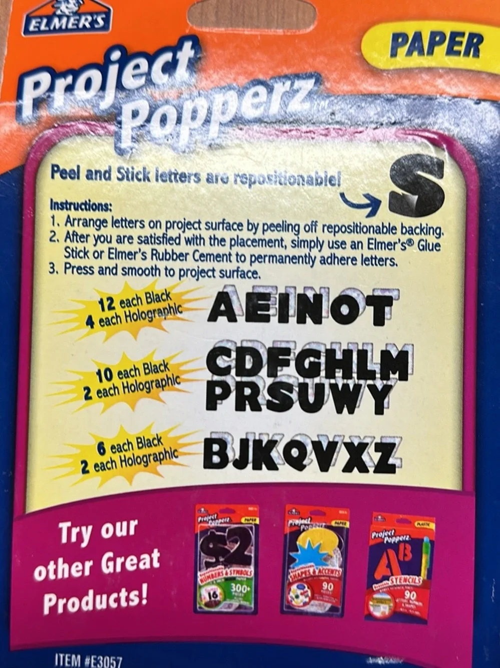Project Popperz Black Repositionable Paper Letters - 2.5 inch